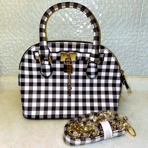 Aldo Barland Mini Satchel Handbag Black and White